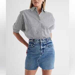 Express high waisted split hem denim skirt